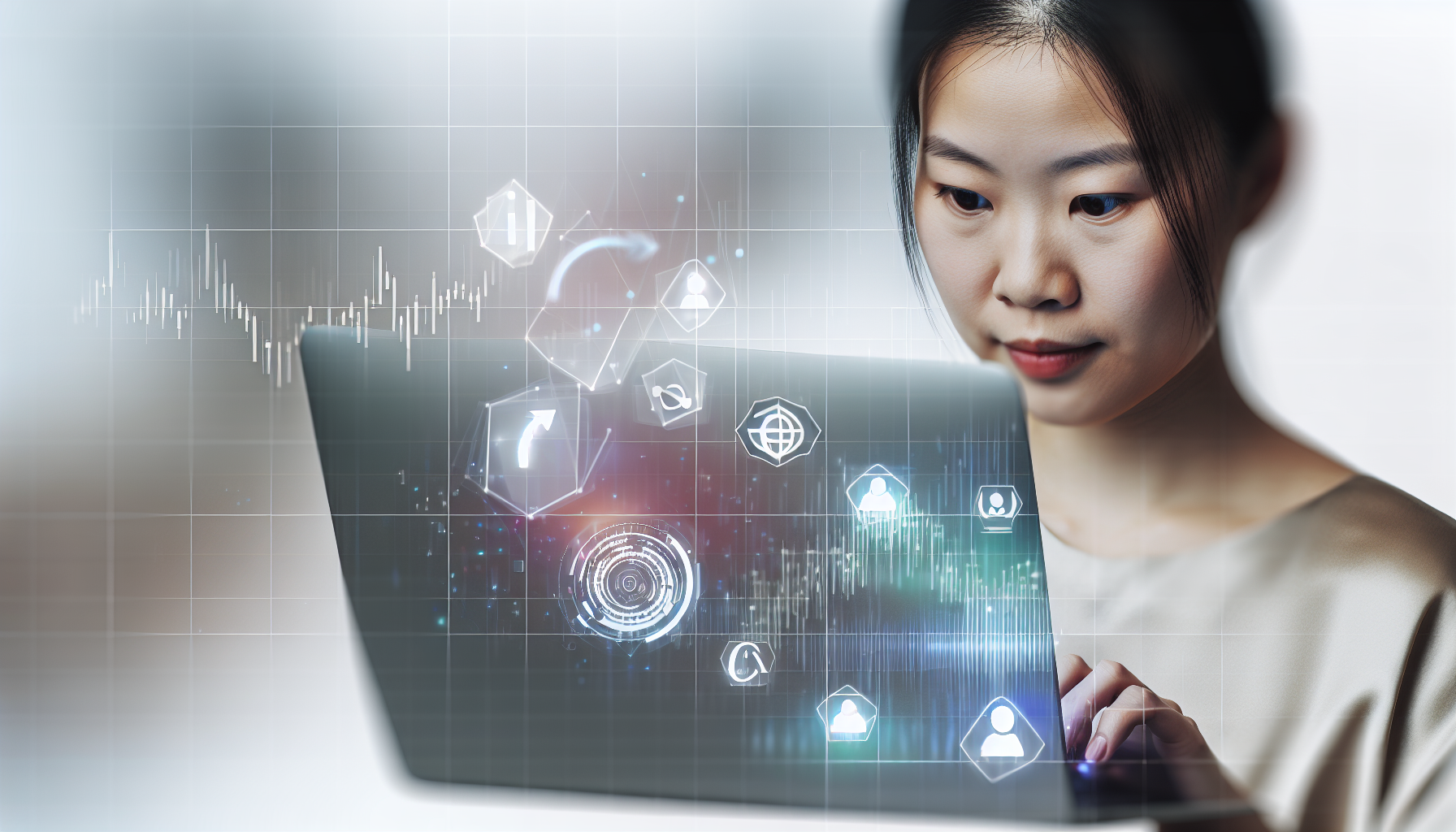 Person using a laptop for automated financial trading.