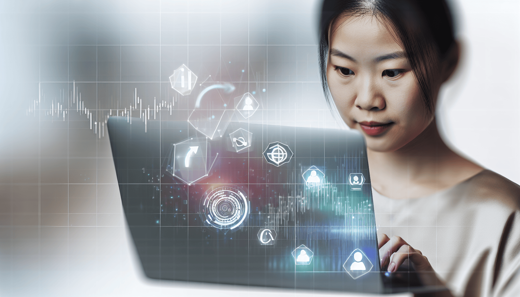 Person using a laptop for automated financial trading.