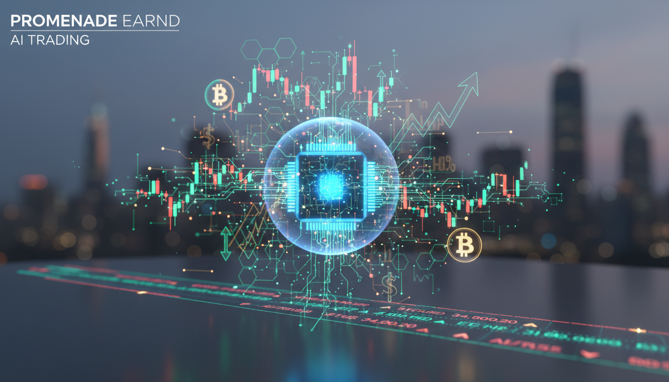 Abstract visual of AI algorithm monitoring market signals.