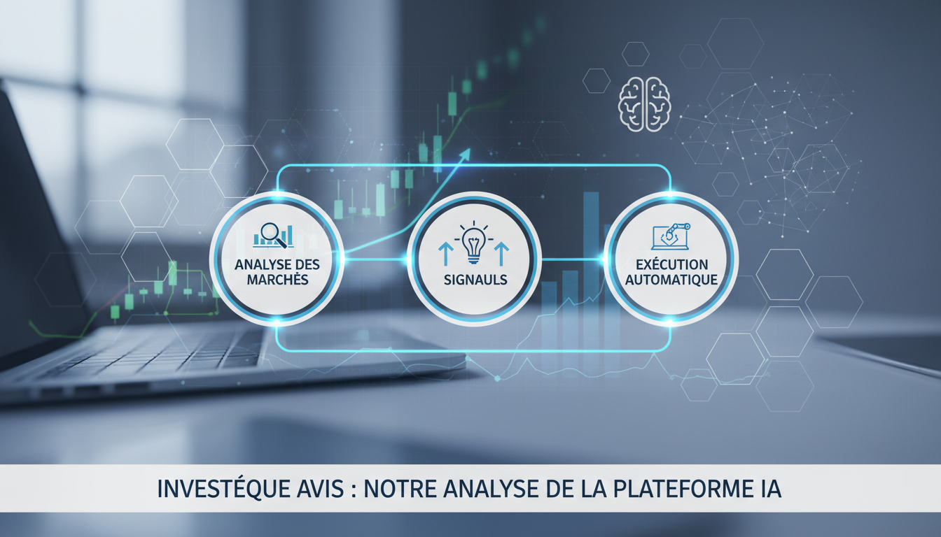 Flowchart depicting the automated trading process with steps from market analysis to automatic execution using AI.