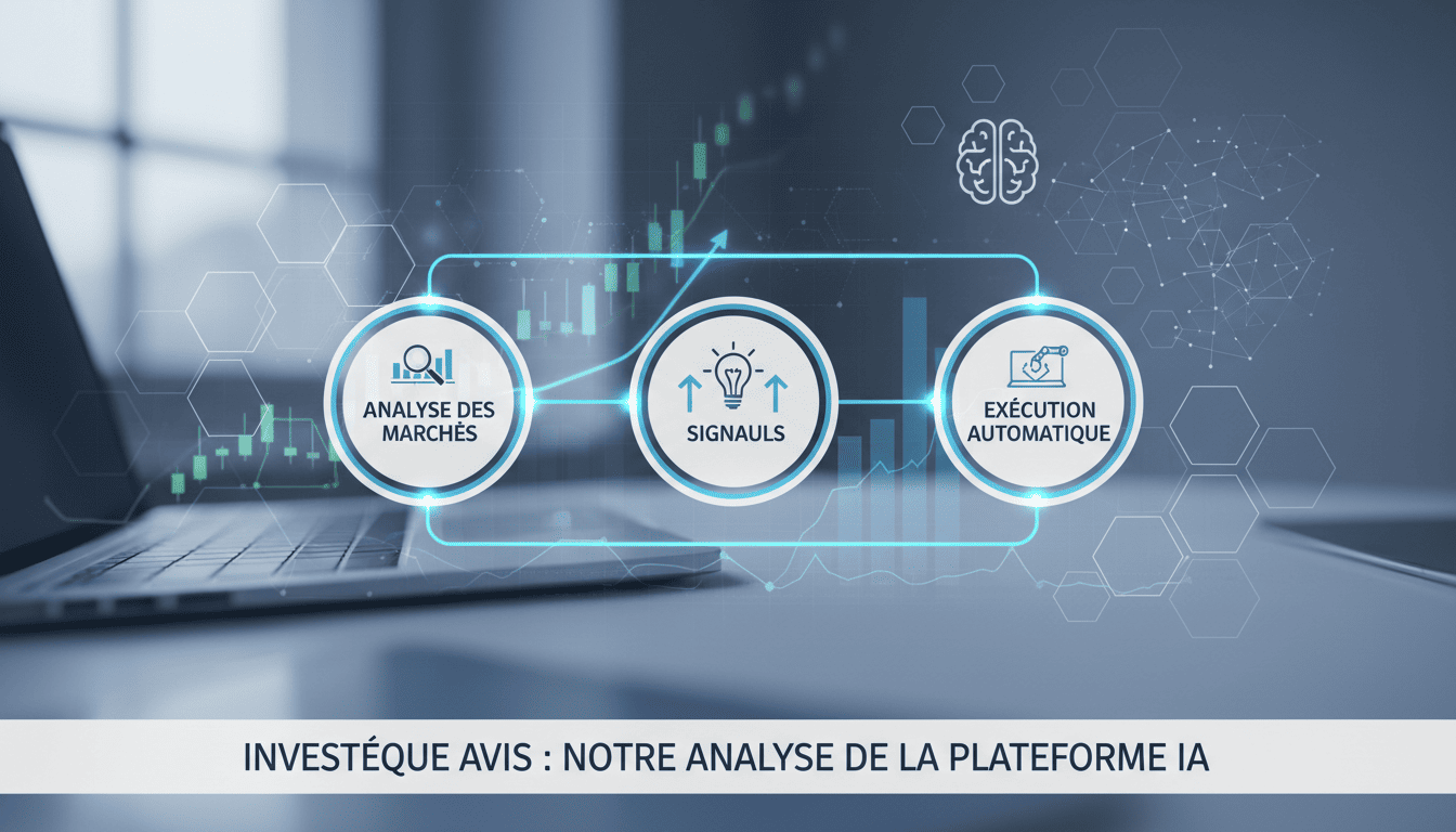 Flowchart depicting the automated trading process with steps from market analysis to automatic execution using AI.