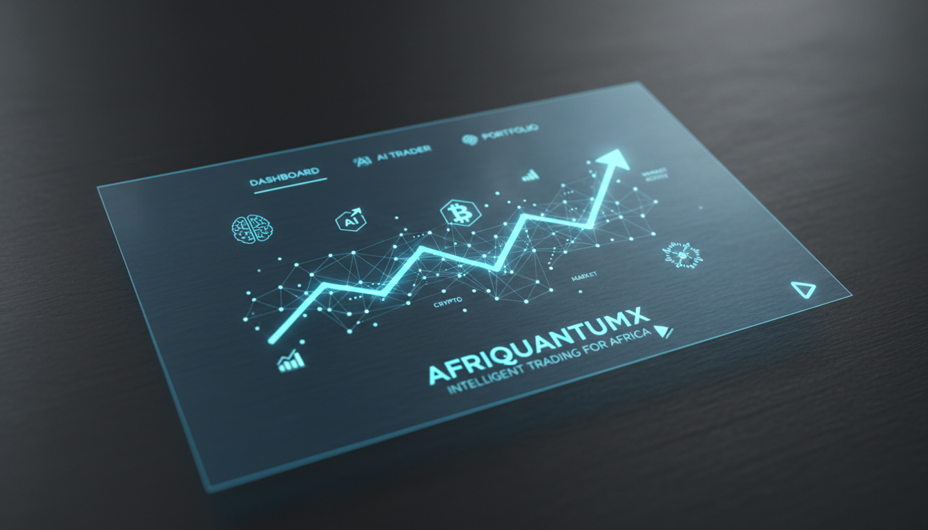 Modern representation of AI-powered trading with simplified navigation elements and abstract digital analysis.