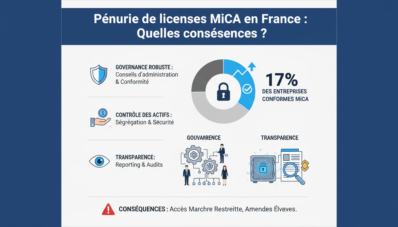 Infographic showing strict MiCA requirements and only 17% of companies meeting them.