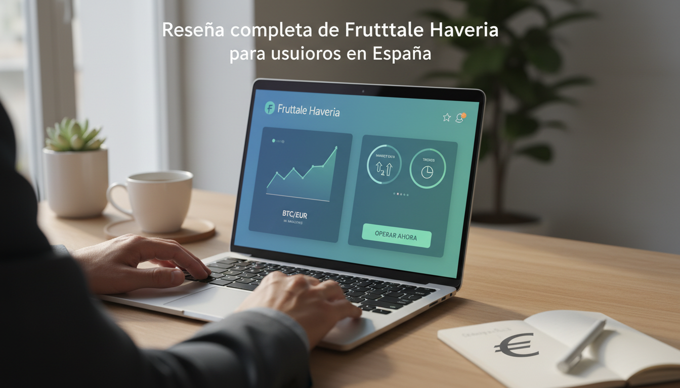 Person using a laptop with Fruttale Haveria trading dashboard displayed.