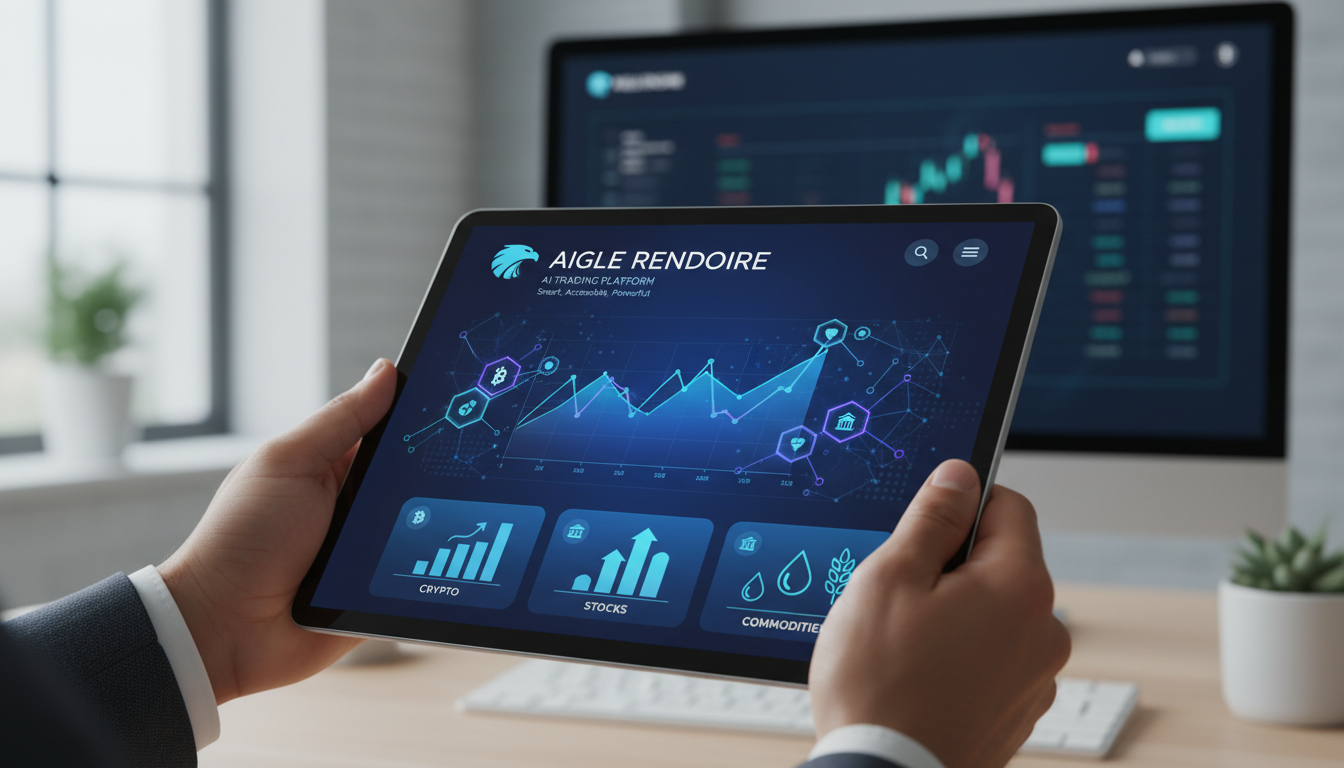 Representation of Aigle Rendoire showing AI analysis and market charts.