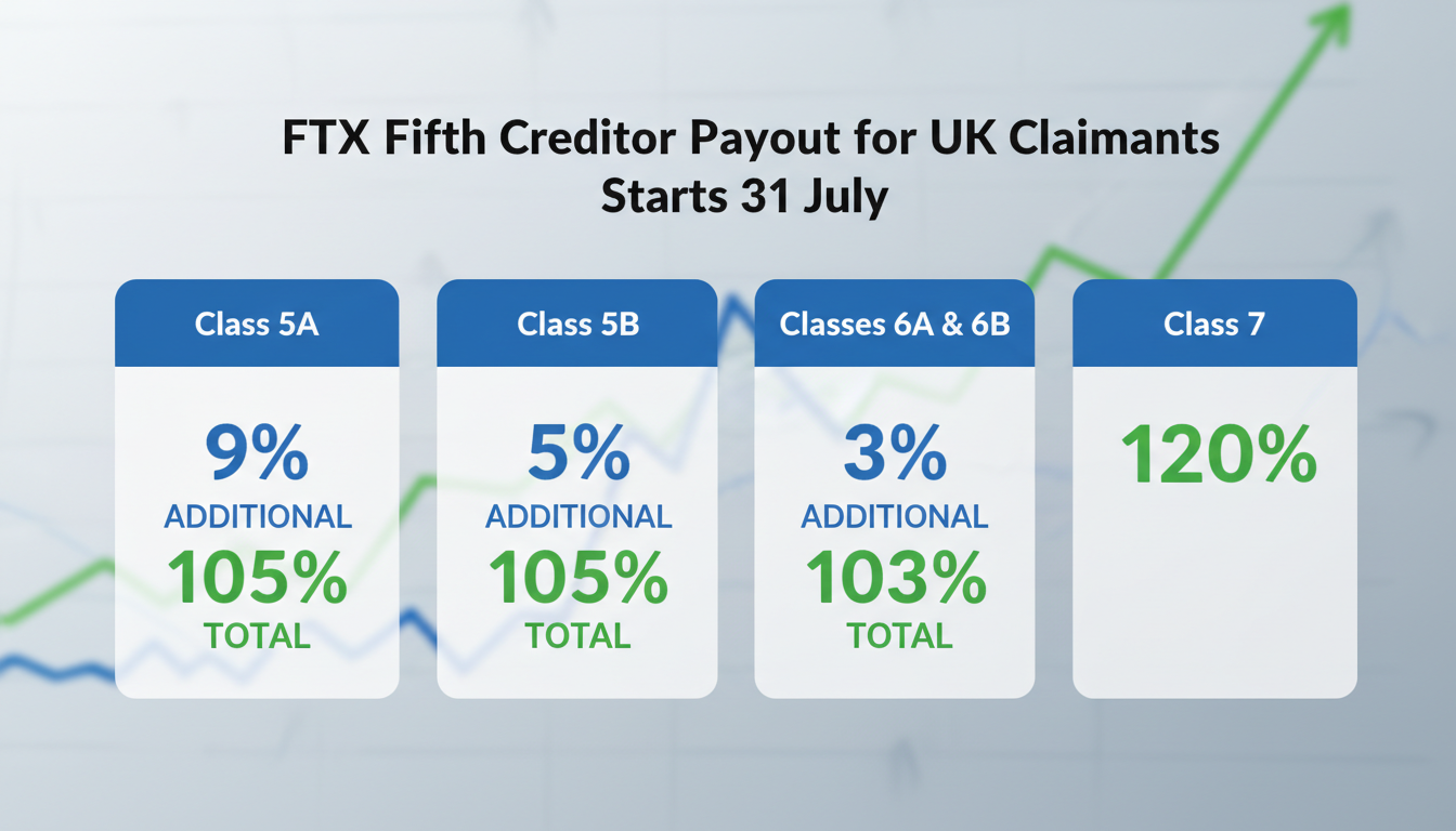 Infographic showing incremental and cumulative percentages for different FTX creditor classes.
