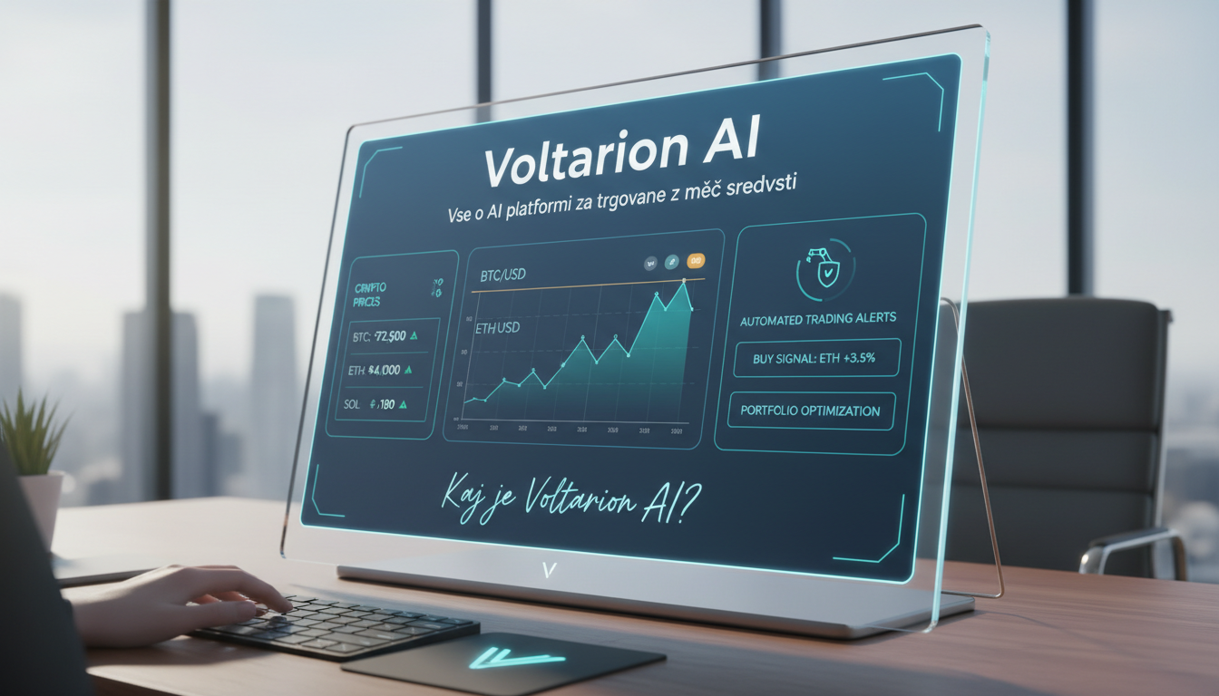 AI-powered trading platform dashboard showing cryptocurrency prices and market trends.