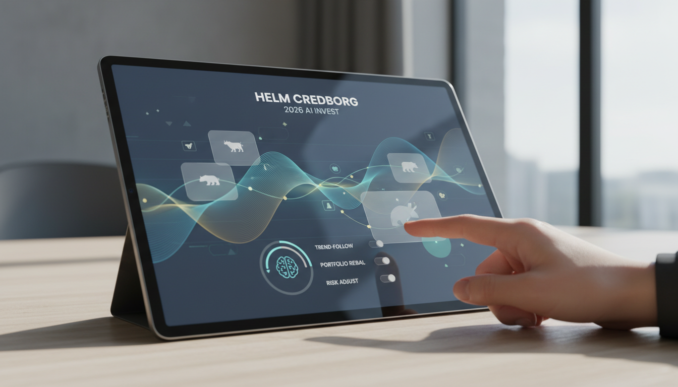 A tablet screen showing live financial charts, market monitoring tools, and automation settings.