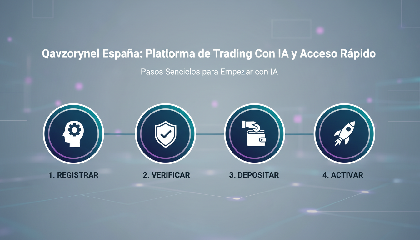 A visual guide on how Qavzorynel works, showing steps: Register, Verify, Deposit, and Activate.