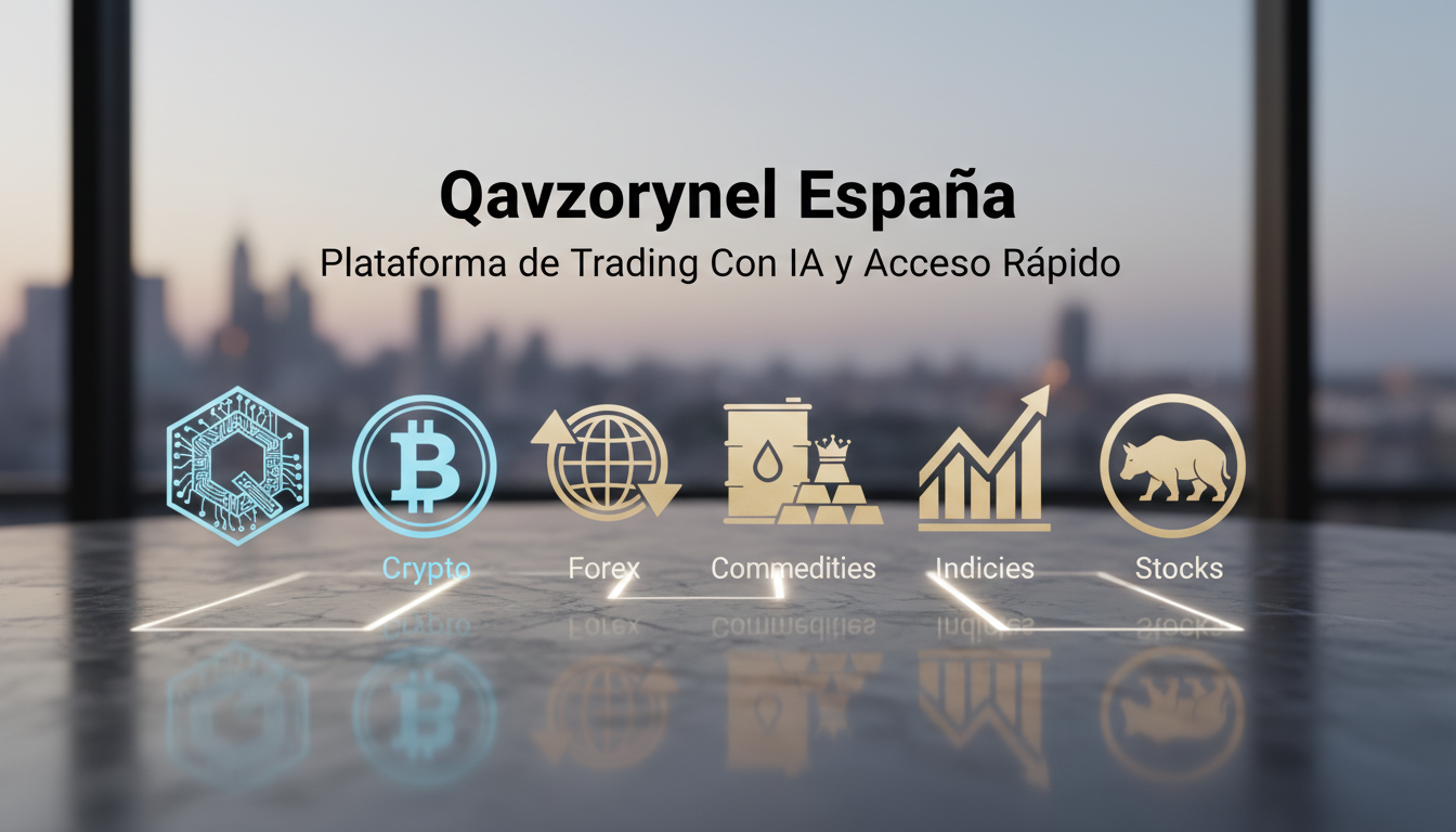 Visual representation of different markets offered by Qavzorynel: crypto, forex, commodities, indices, and stocks.