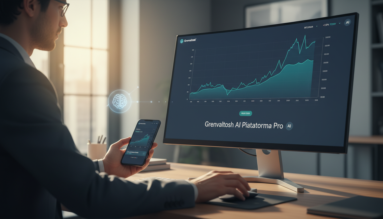 Person accessing a digital trading platform from both a desktop and a smartphone, showcasing the responsive and user-friendly interface.